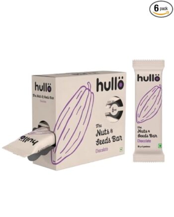 Hullo Nuts & Seeds Bar - Chocolate (6 x 30g Pack) | Dairy Free & Healthy Chocolate Snack Bars for Kids & Adults with No Added Sugar & No Preservatives | Energy Snack Bar for Gym, Travel & School